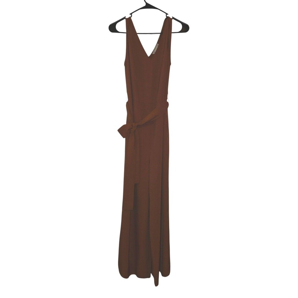 Everlane Sleeveless Wrap Jumpsuit Brown Size 6 European Luxe Viscose Wide Leg